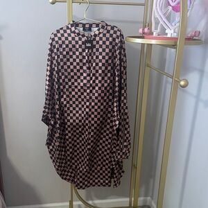Dressed in LALA Checkered Shirt Dress and matching pants. NWT